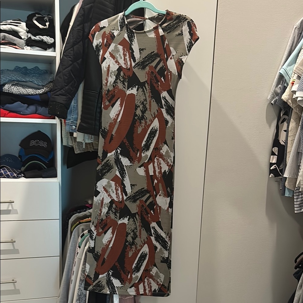 Zara Abstract Maxi Dress in Earth Tones